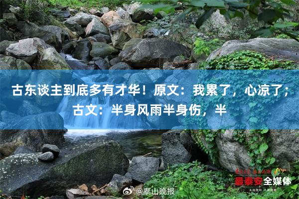 古东谈主到底多有才华!原文:我累了,心凉了;古文:半身风雨半身伤,半