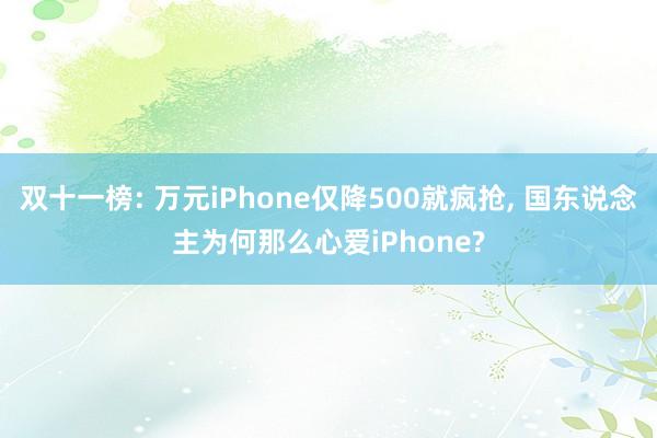双十一榜: 万元iPhone仅降500就疯抢, 国东说念主为何那么心爱iPhone?