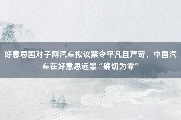 好意思国对子网汽车拟议禁令平凡且严苛，中国汽车在好意思远景“确切为零”