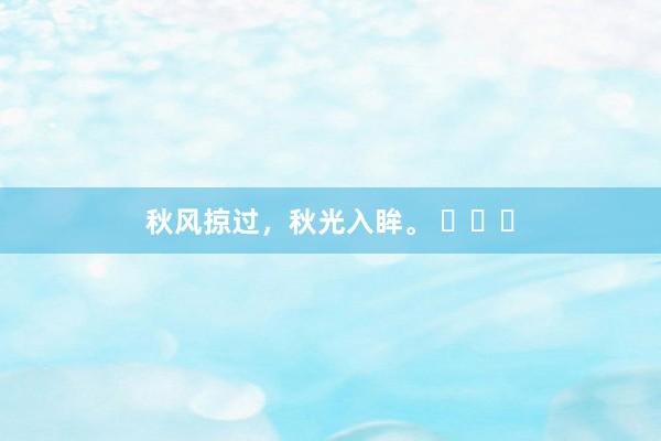 秋风掠过，秋光入眸。 ​​​