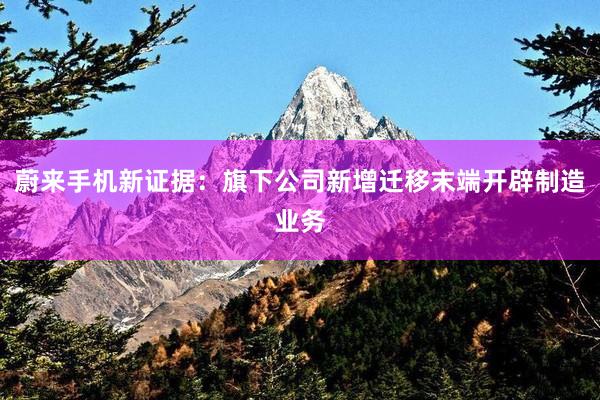 蔚来手机新证据：旗下公司新增迁移末端开辟制造业务